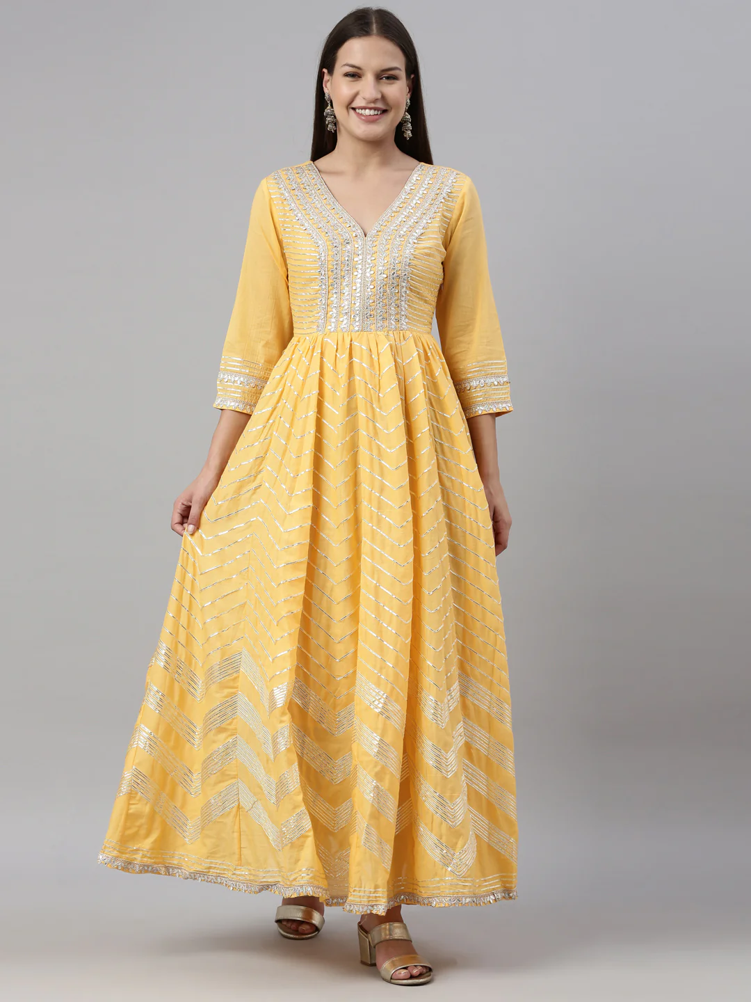 Neerus Yellow Color Cotton Fabric Kurta - Image 10