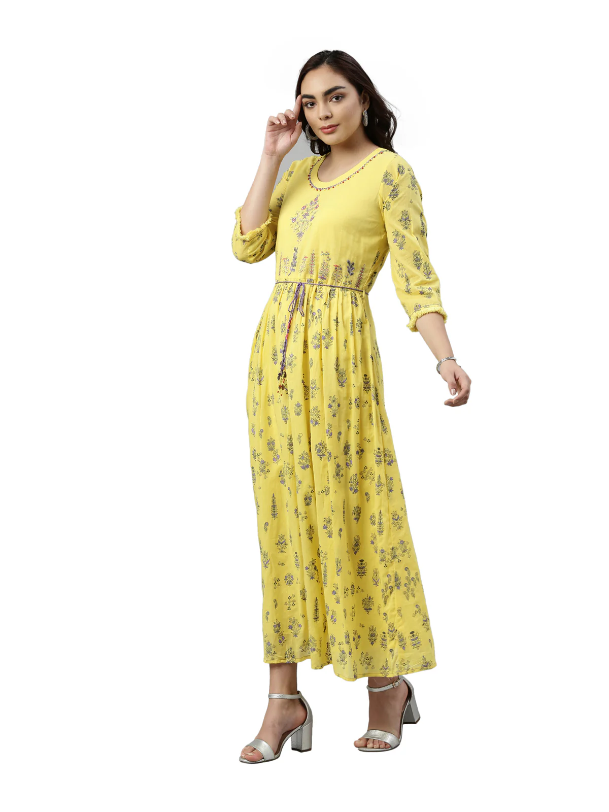 Neerus Yellow Color Cotton Fabric Kurta - Image 3