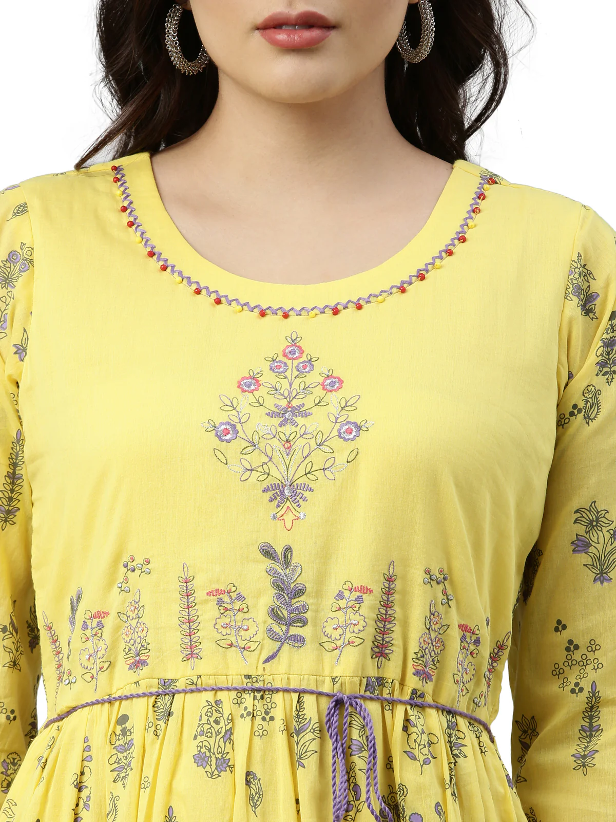 Neerus Yellow Color Cotton Fabric Kurta - Image 6