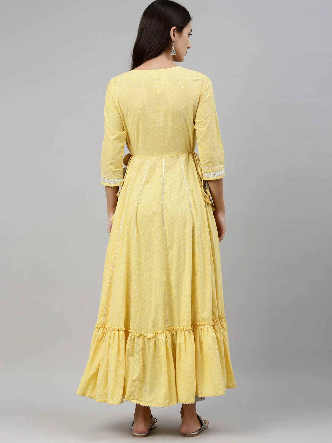 Neerus Yellow Color Cotton Fabric Tunic - Image 6