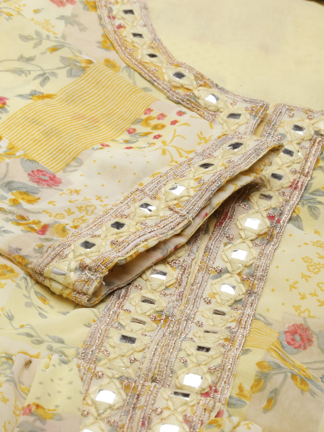 Neerus Yellow Color Georgette Fabric Gown - Image 7