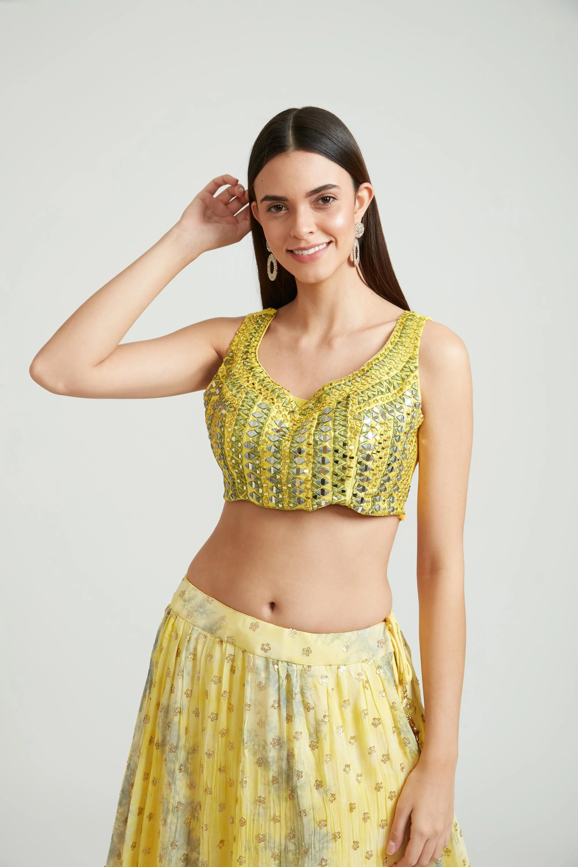 Neerus Yellow Color Georgette Fabric Lehenga Choli - Image 3