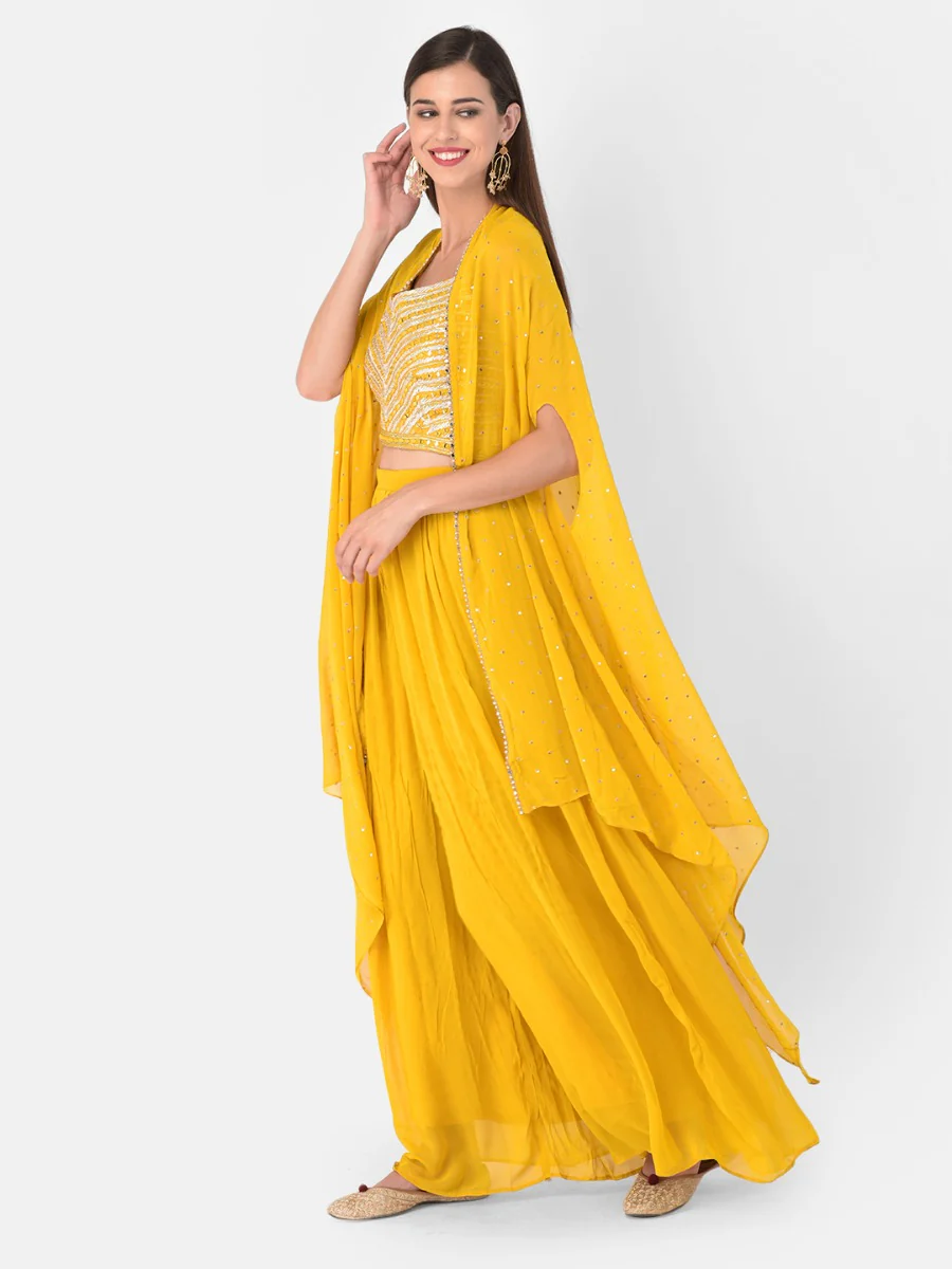 Neerus Yellow Color Georgette Fabric Suit-Fusion - Image 3