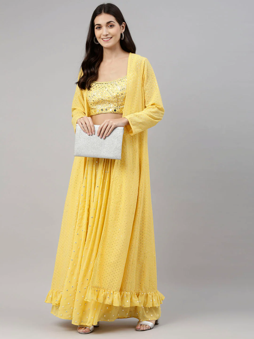 Neerus Yellow Color Georgette Fabric Suit-Fusion