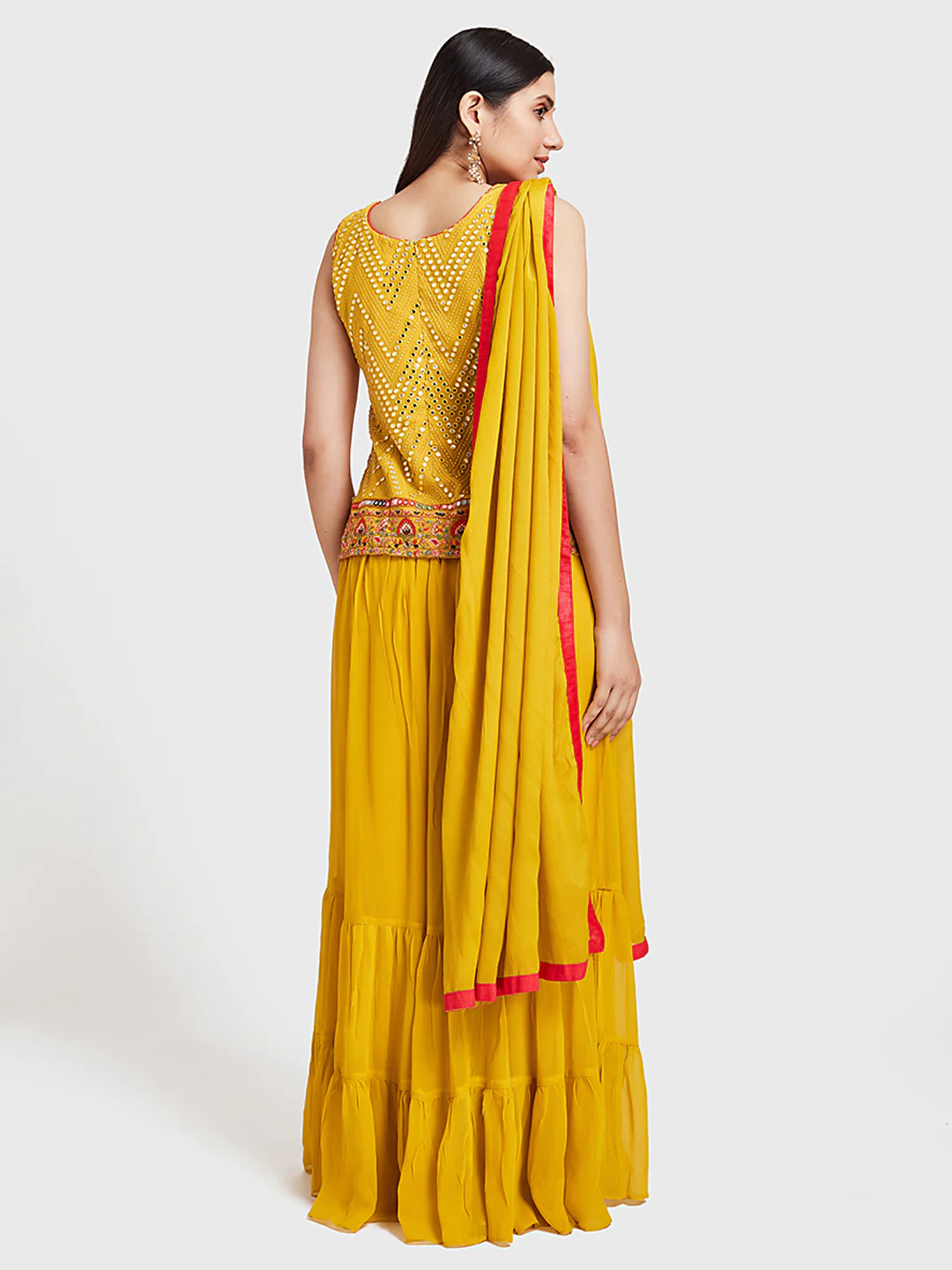 Neerus Yellow Color Georgette Fabric Suit-Short Anarkali - Image 3