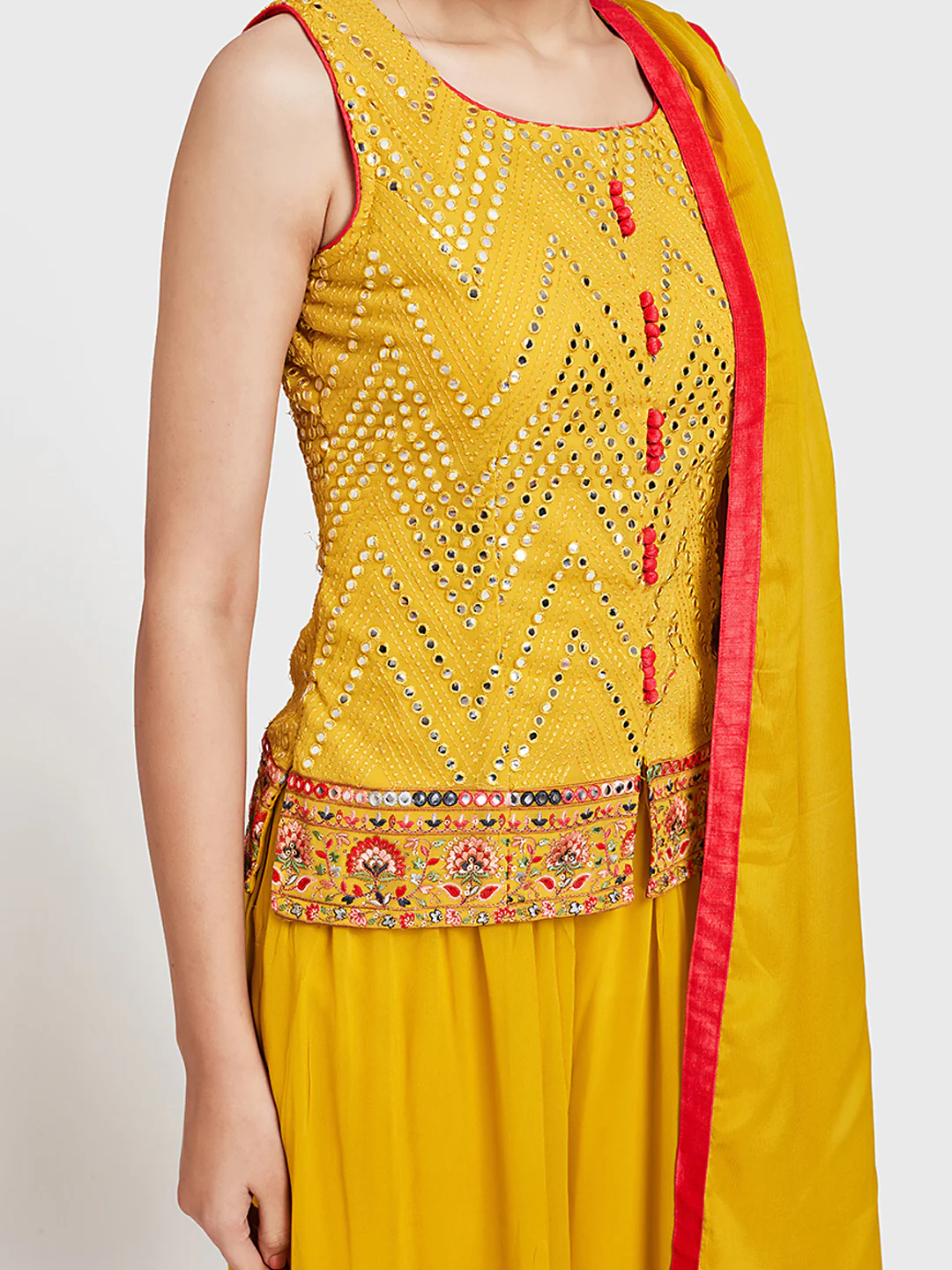 Neerus Yellow Color Georgette Fabric Suit-Short Anarkali - Image 4