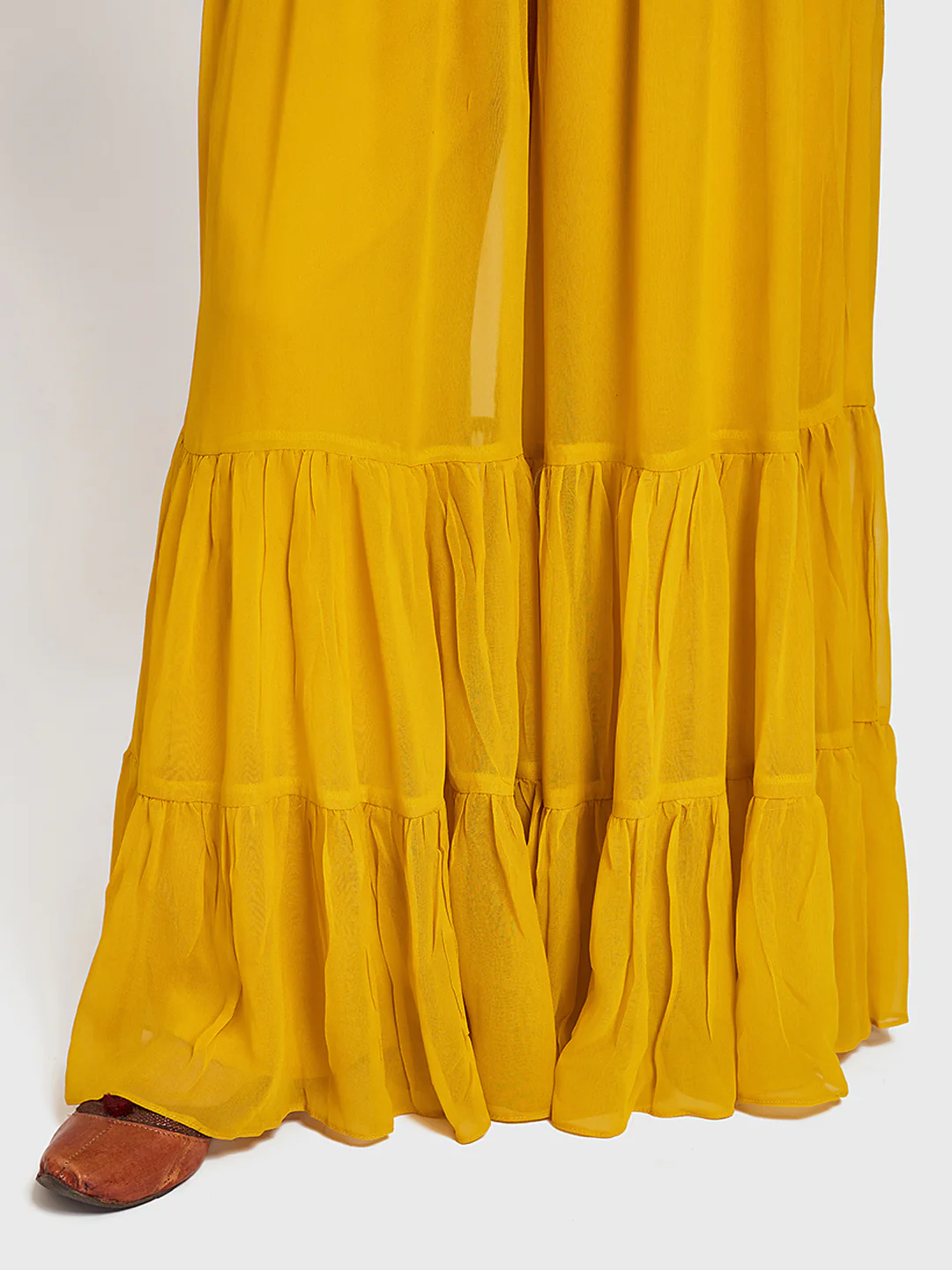 Neerus Yellow Color Georgette Fabric Suit-Short Anarkali - Image 5