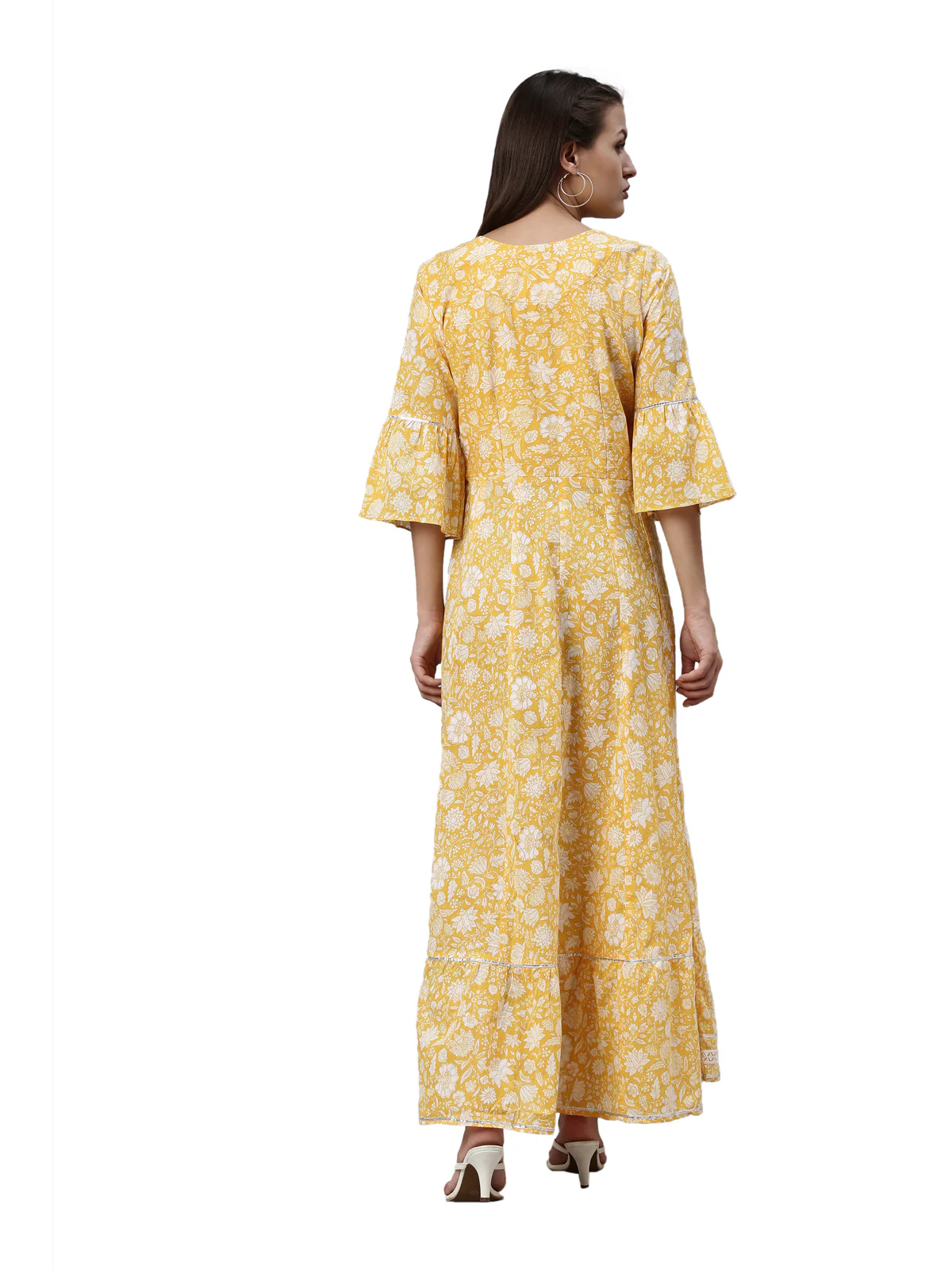 Neerus Yellow Color Mulmul Fabric Kurta - Image 4