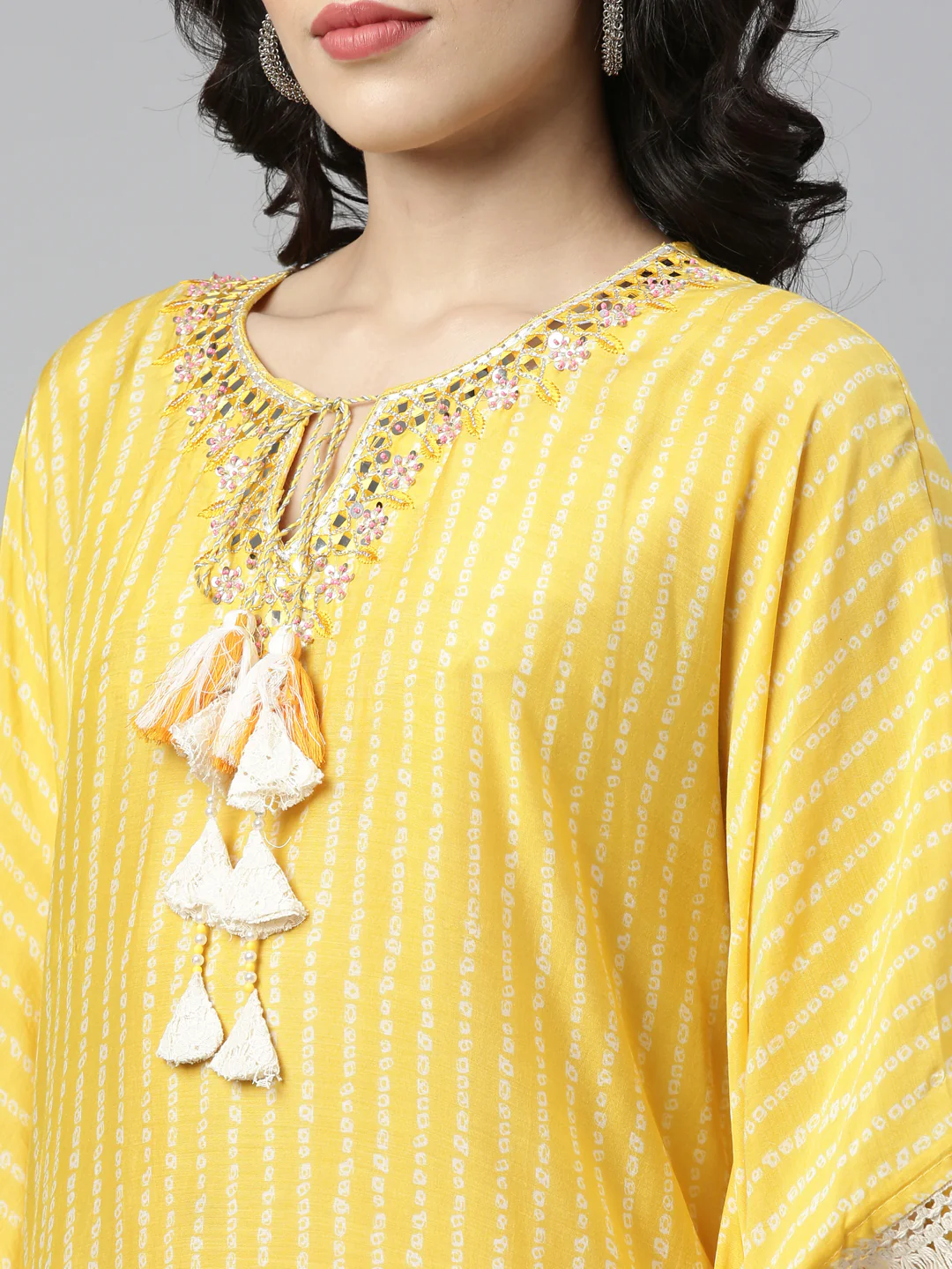 Neerus Yellow Color Muslin Fabric Kurta - Image 3