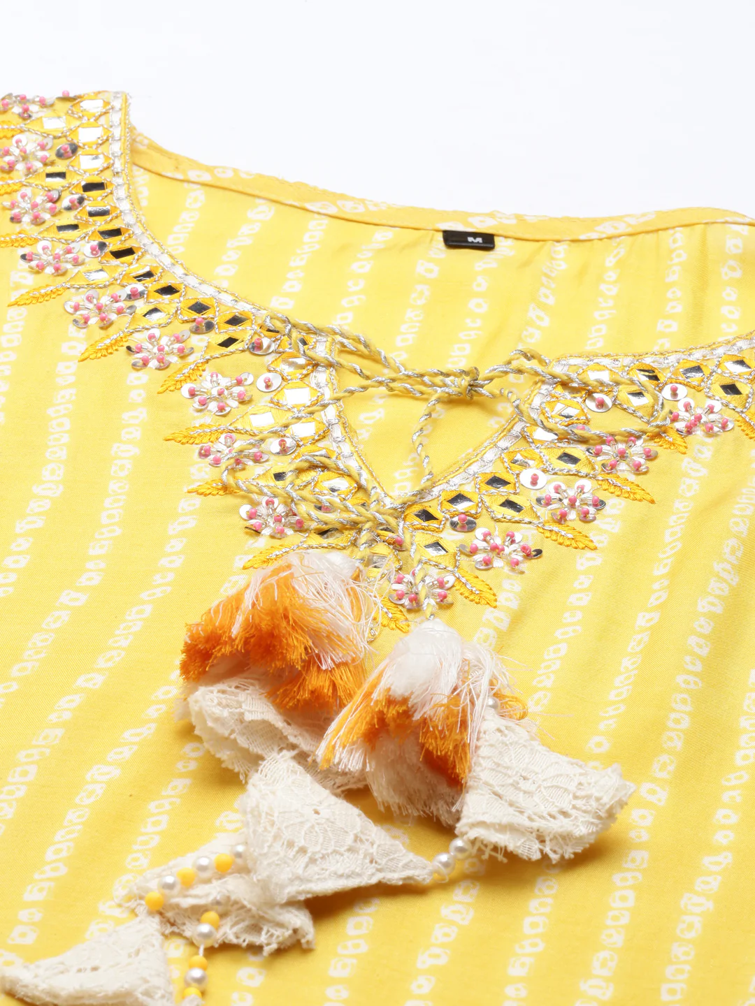 Neerus Yellow Color Muslin Fabric Kurta - Image 5