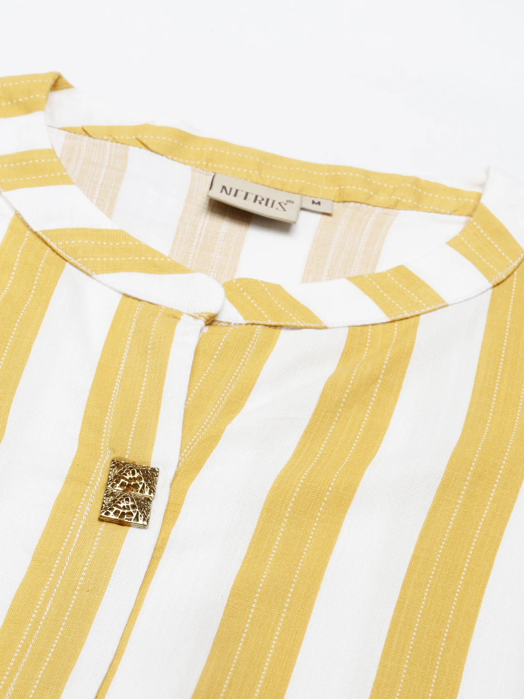 Neerus Yellow Color Slub Rayon Fabric Kurta - Image 7
