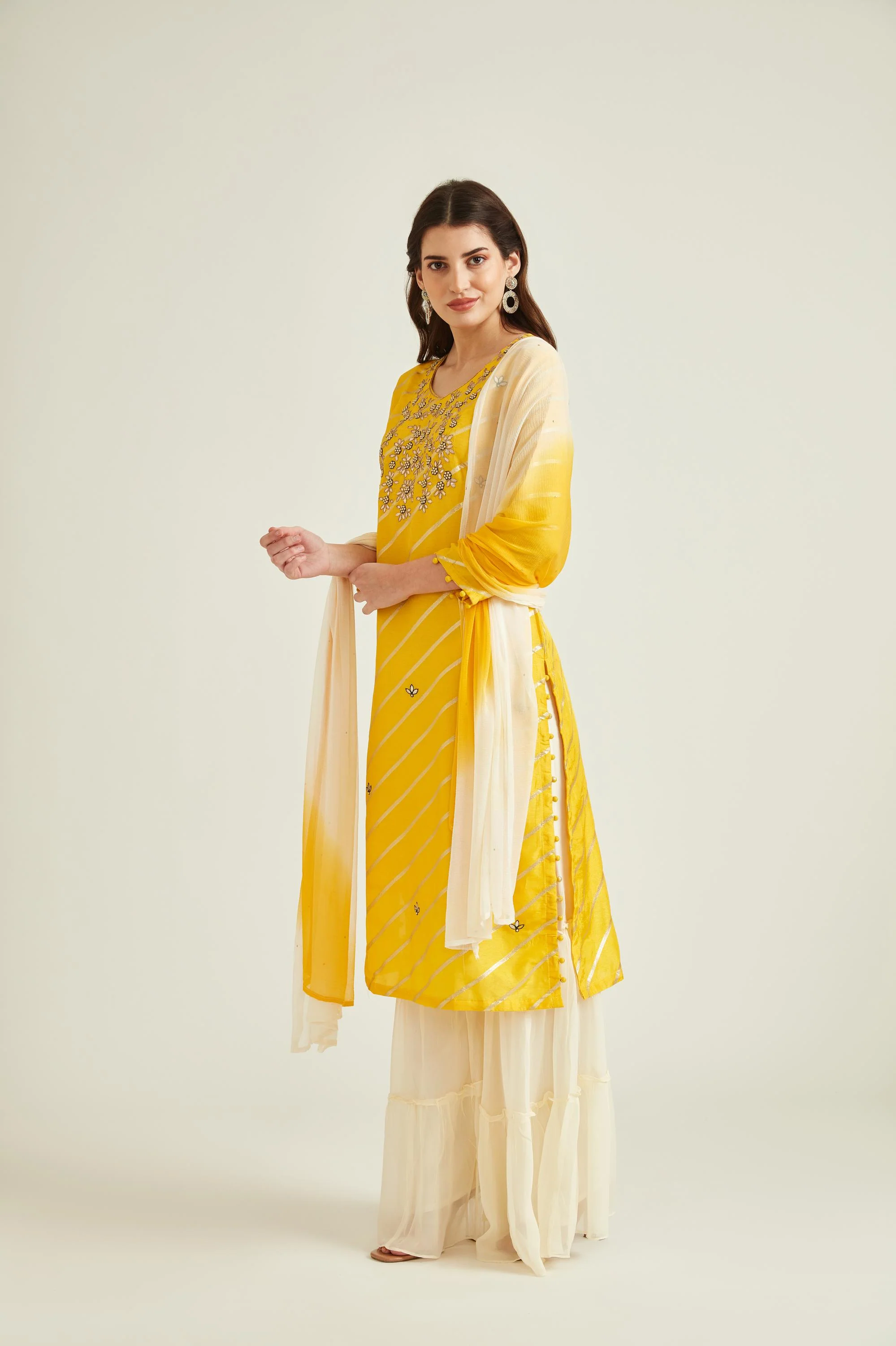 Neerus Yellow Colour Banaras Fabric Suit - Image 2