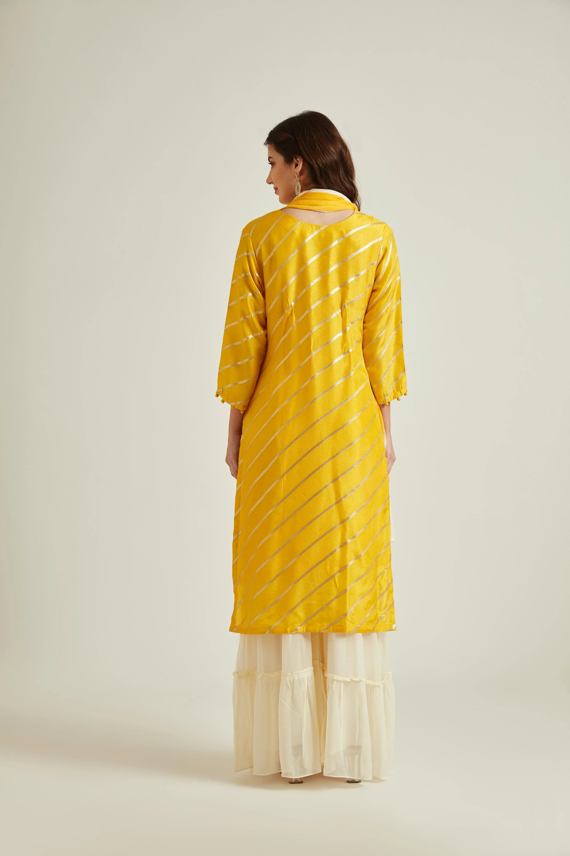 Neerus Yellow Colour Banaras Fabric Suit - Image 3