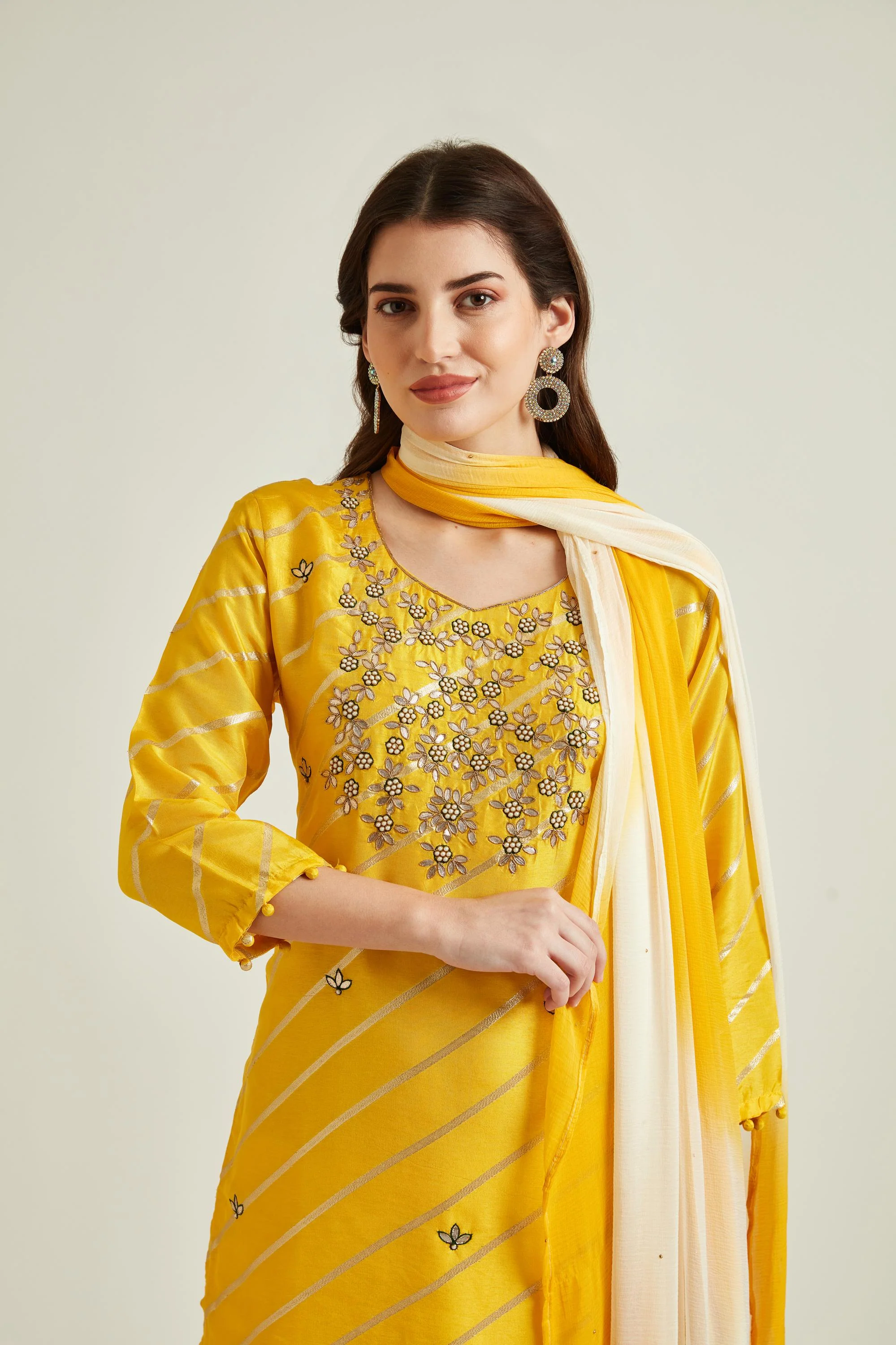 Neerus Yellow Colour Banaras Fabric Suit - Image 4