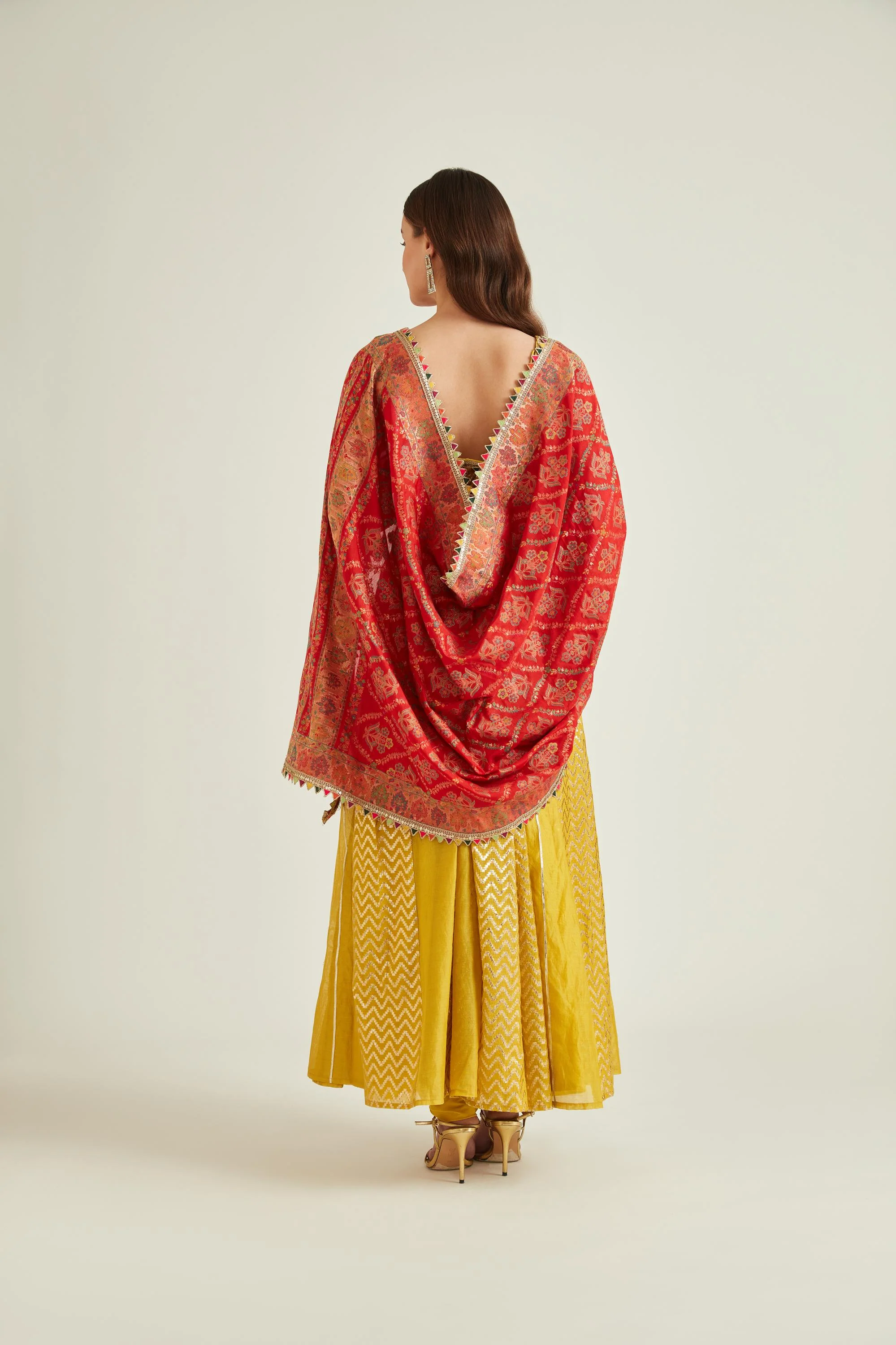 Neerus Yellow Colour Chanderi Fabric Suit-Anarkali - Image 2