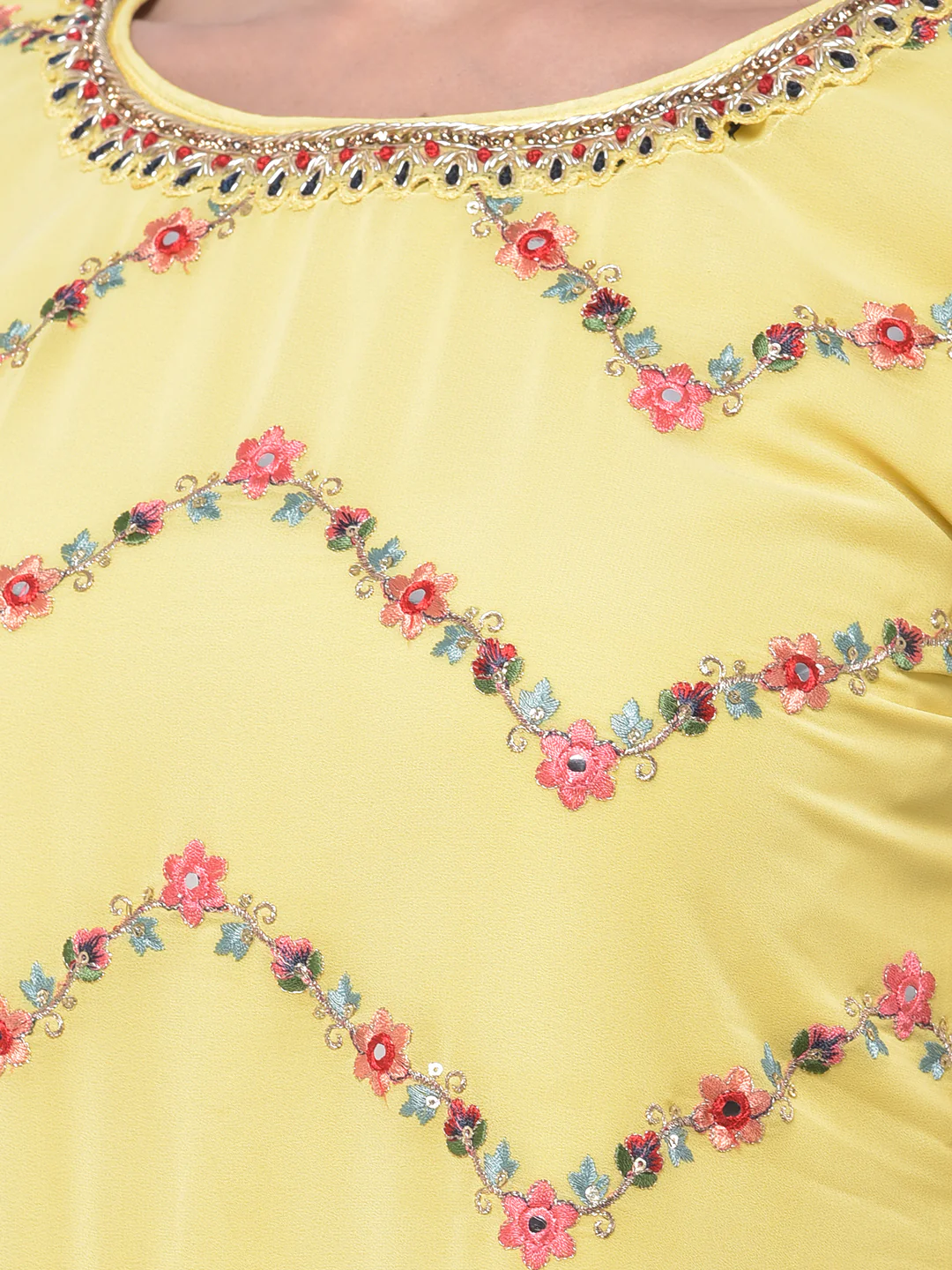 Neerus Yellow Colour Georgette Fabric Suit-Gharara - Image 4