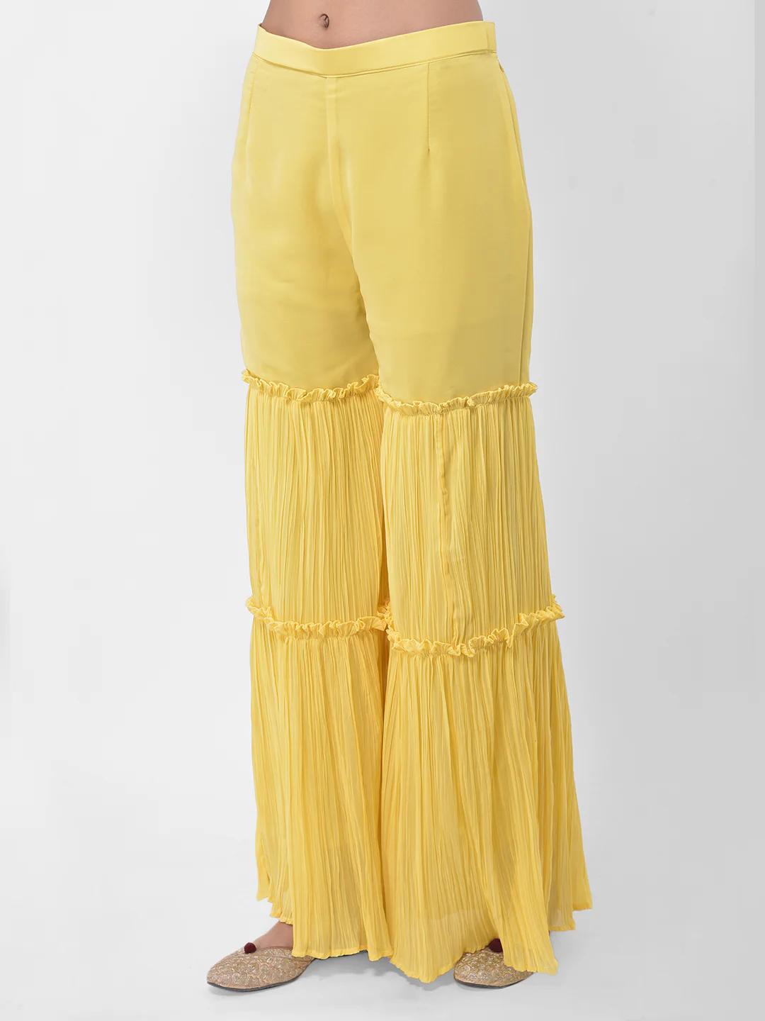 Neerus Yellow Colour Georgette Fabric Suit-Gharara - Image 5