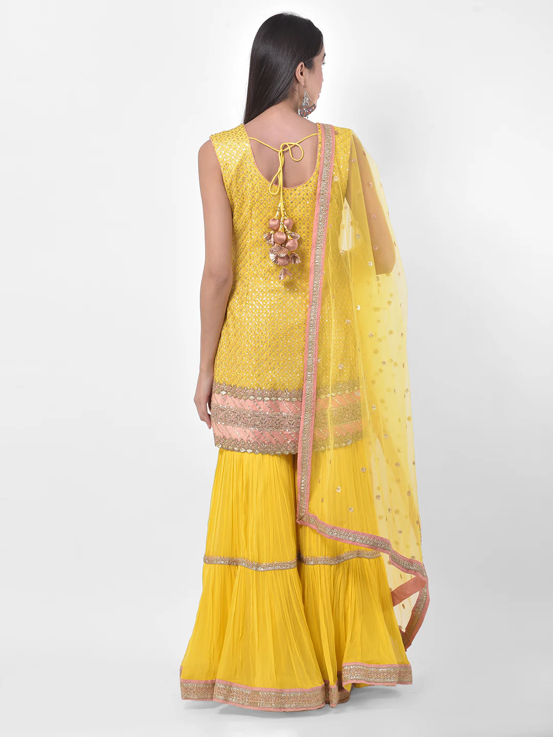 Neerus Yellow Colour Georgette Fabric Suit-Gharara - Image 3