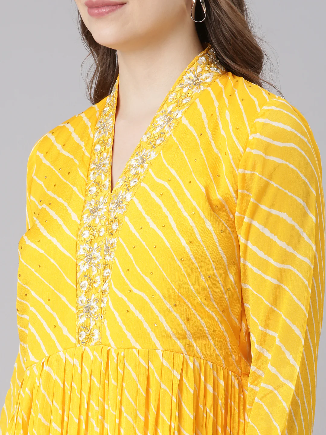 Neerus Yellow Cotton Straight Casual Ethnic Motifs Maxi Dresses - Image 5