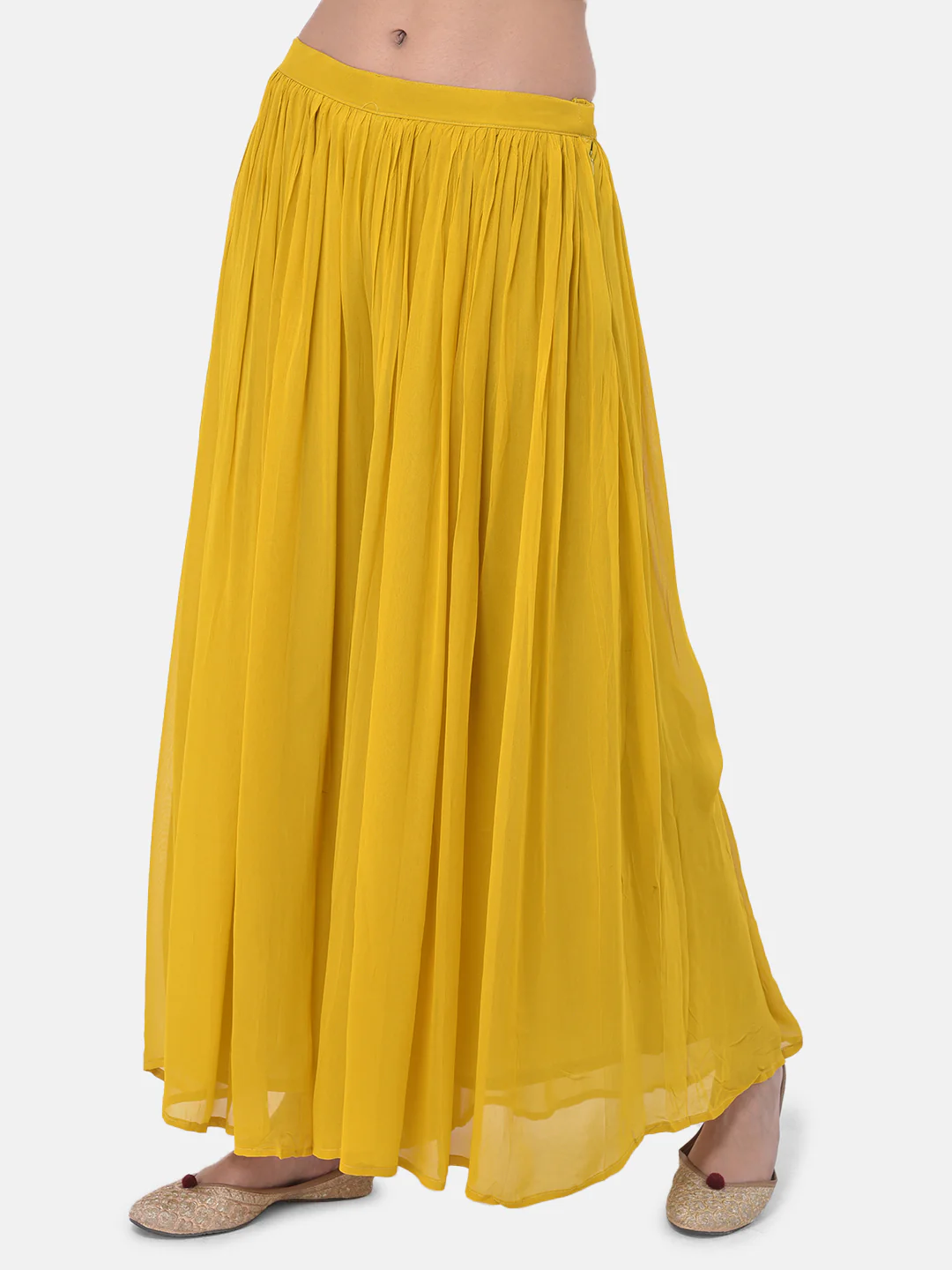 Neerus Yellow Embellished Top & Palazzo Set With Shrug - Image 8