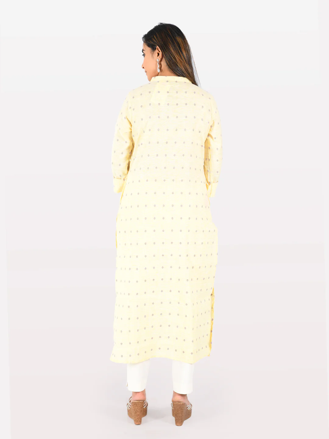 Neerus Yellow Embroidered Straight Kurta - Image 2