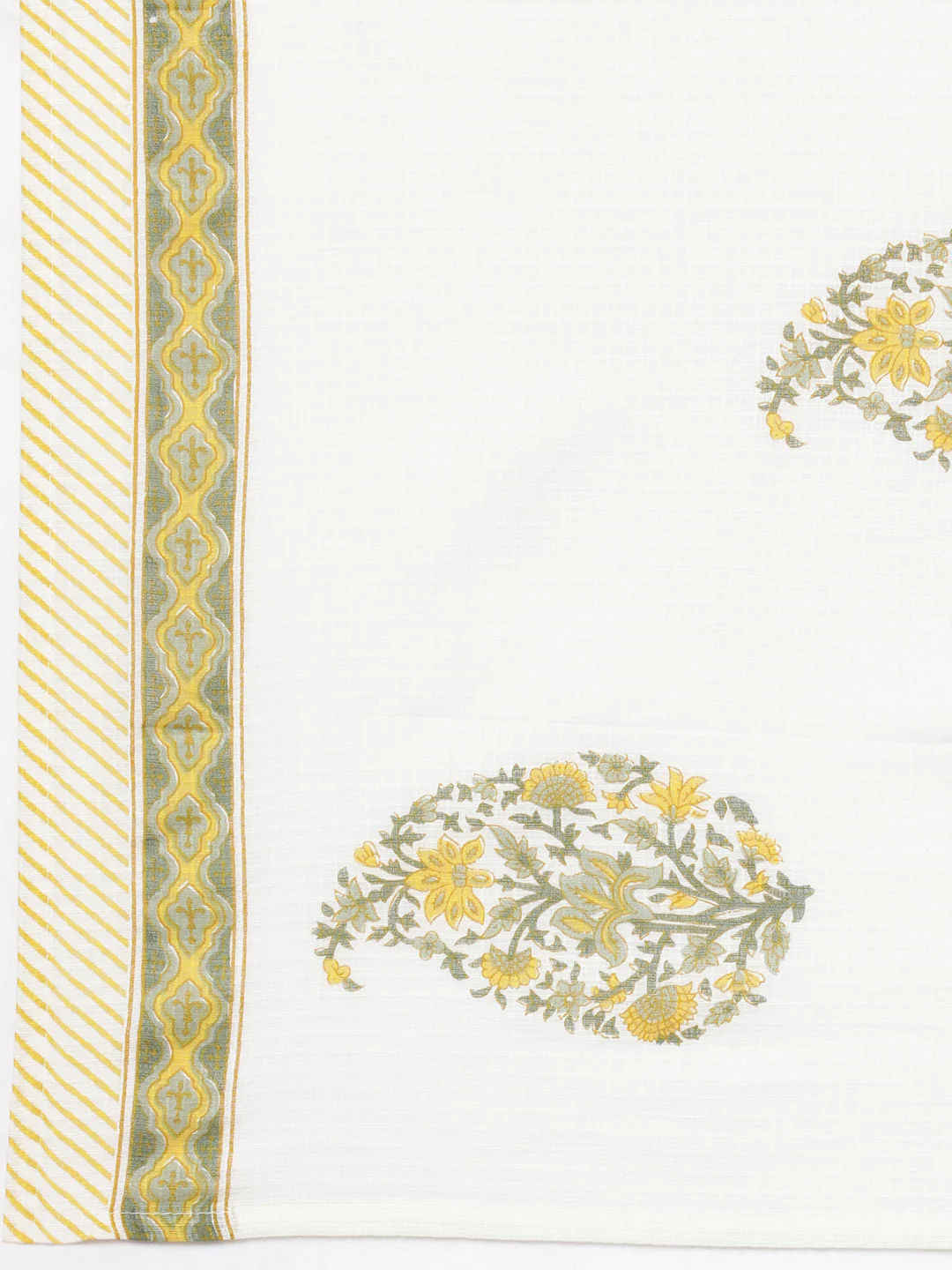 Neerus Yellow Panelled Straight Printed Kurta And Trousers With Dupatta - Image 8