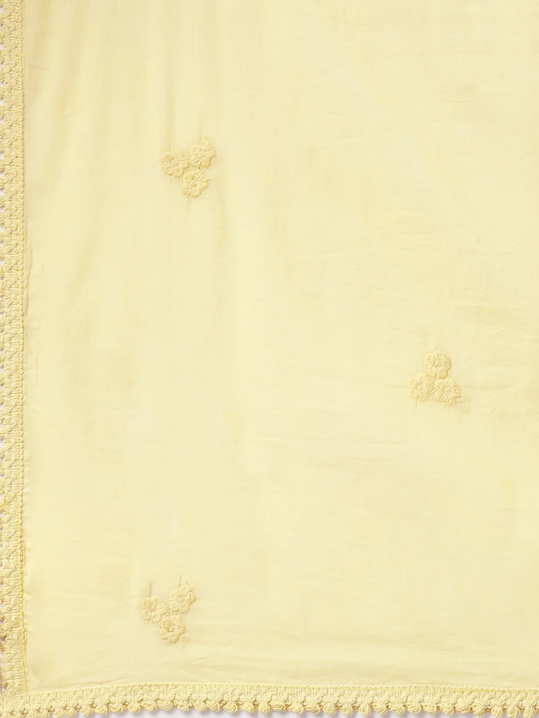 Neerus Yellow Panelled Straight Yoke Design Kurta And Trousers With Dupatta - Image 8