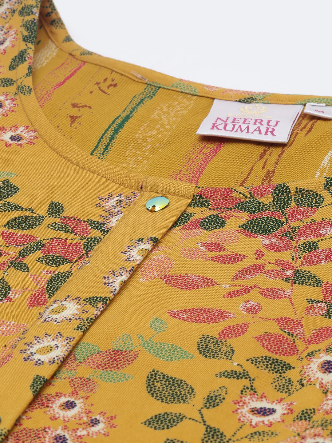 Neerus Yellow Printed A Line Kurta - Image 8