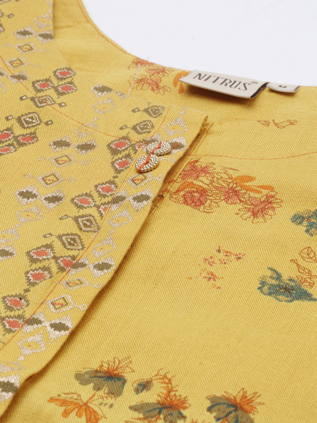 Neerus Yellow Printed High Low Kurta - Image 6