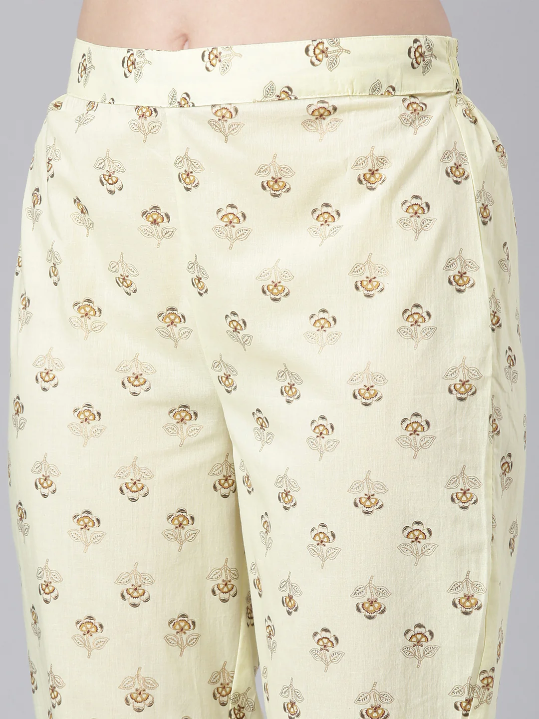 Neerus Yellow Printed Straight Kurta and Trousers With Dupatta - Image 6