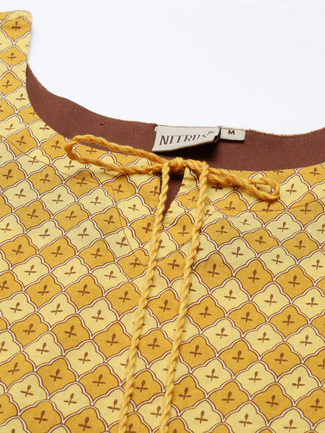 Neerus Yellow Printed Straight Kurta With Mask - Image 8