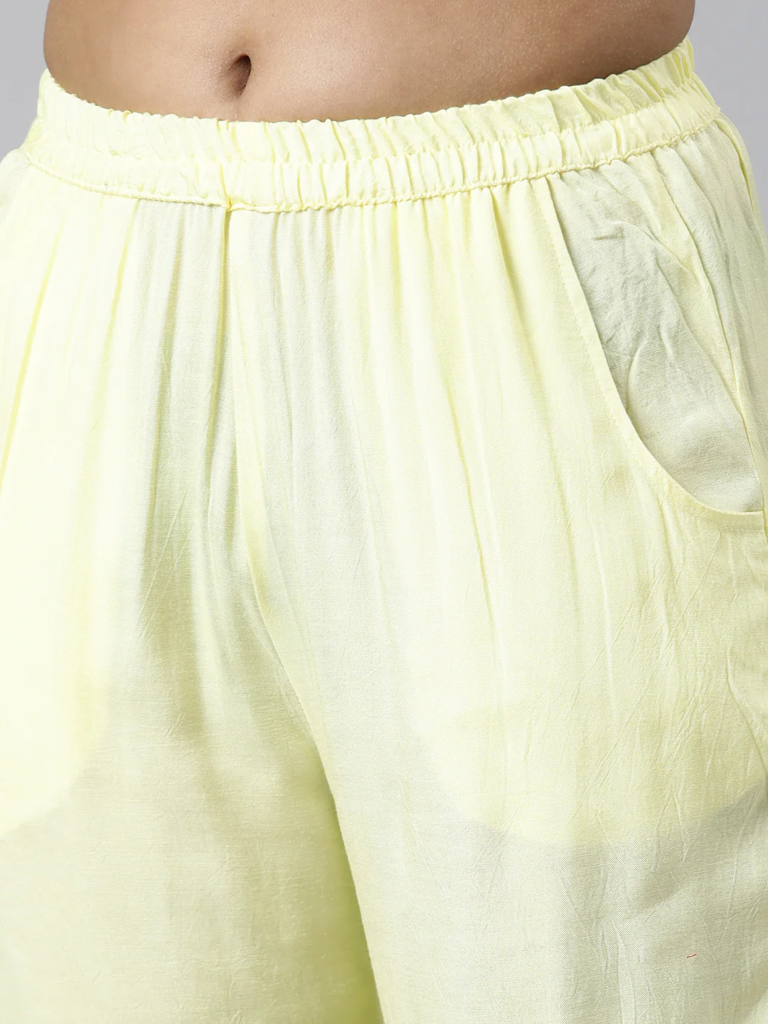 Neerus Yellow Regular Calf Length Printed Kurta Solid Palazzos With Dupatta - Image 6