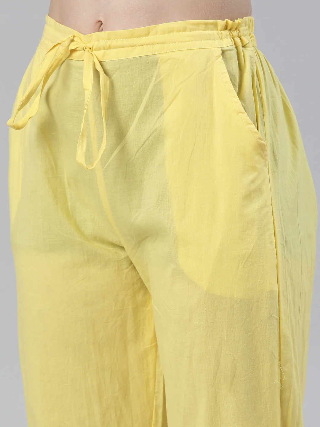 Neerus Yellow Regular Knee Length Solid Kurta Solid Trousers With Dupatta - Image 5