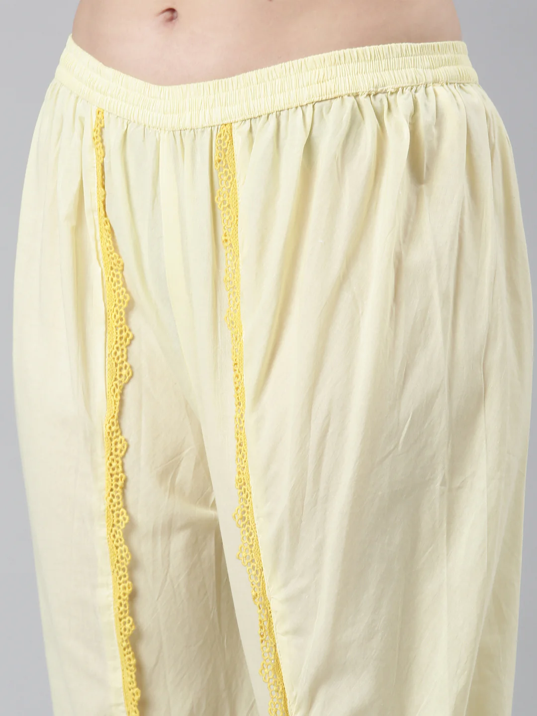 Neerus Yellow Regular Straight Floral Kurti And Panchakattu - Image 5
