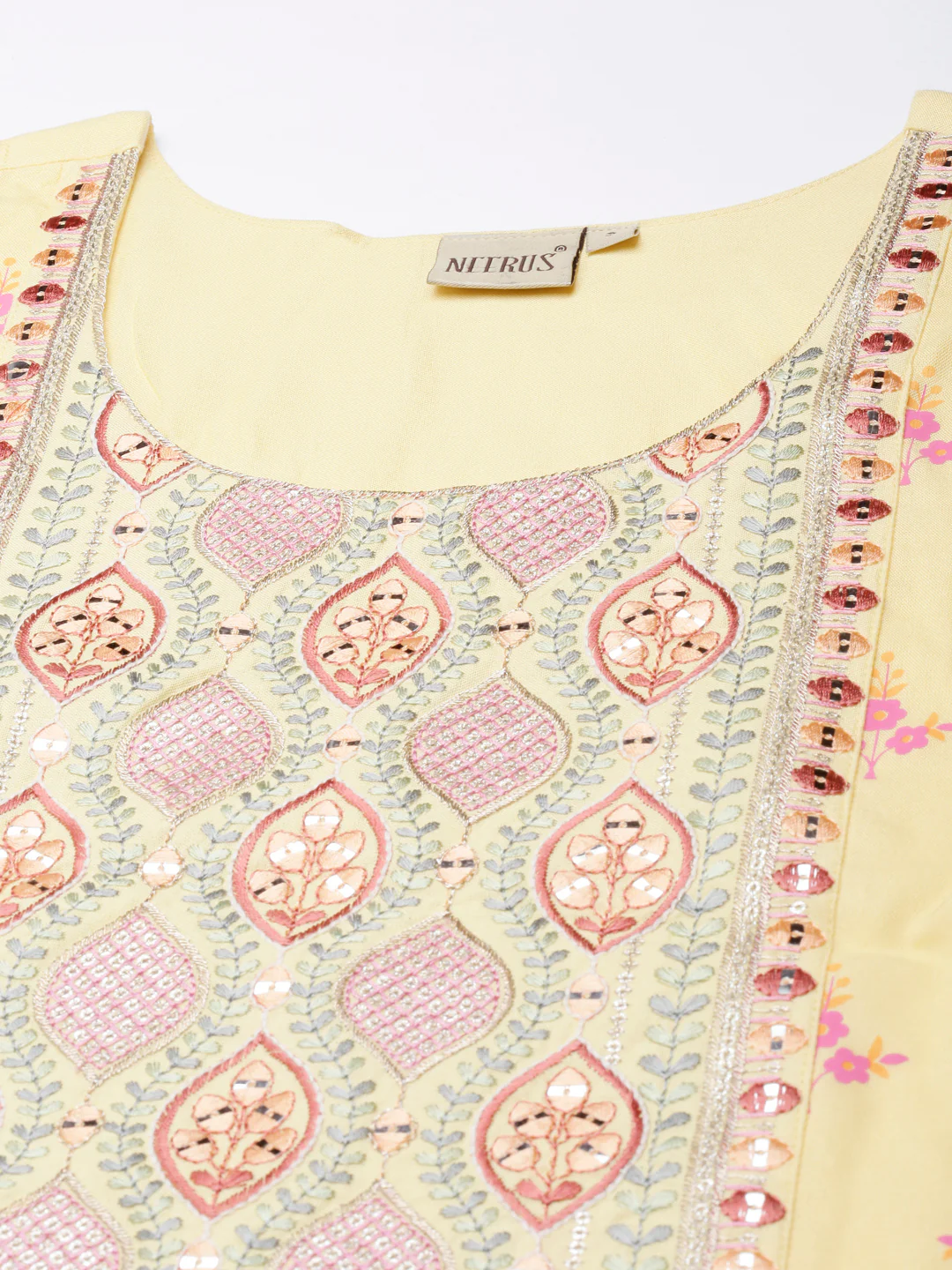 Neerus Yellow Straight Casual Floral Straight Kurta - Image 4