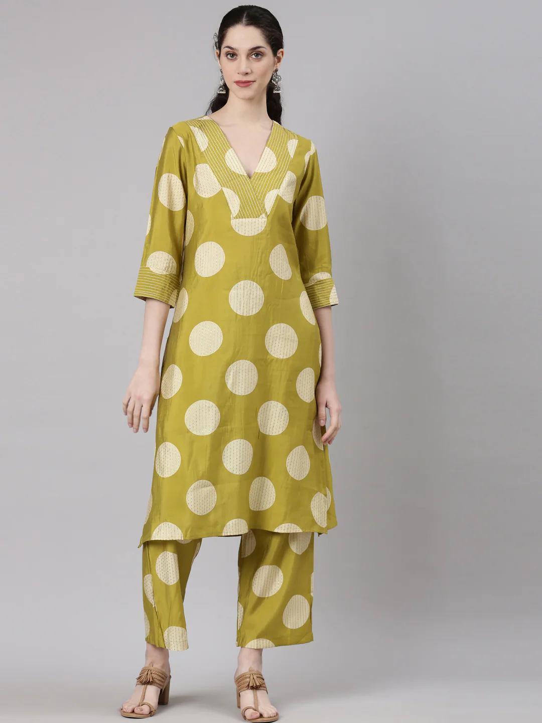 Neerus Yellow Straight Casual Kurta and Trouser