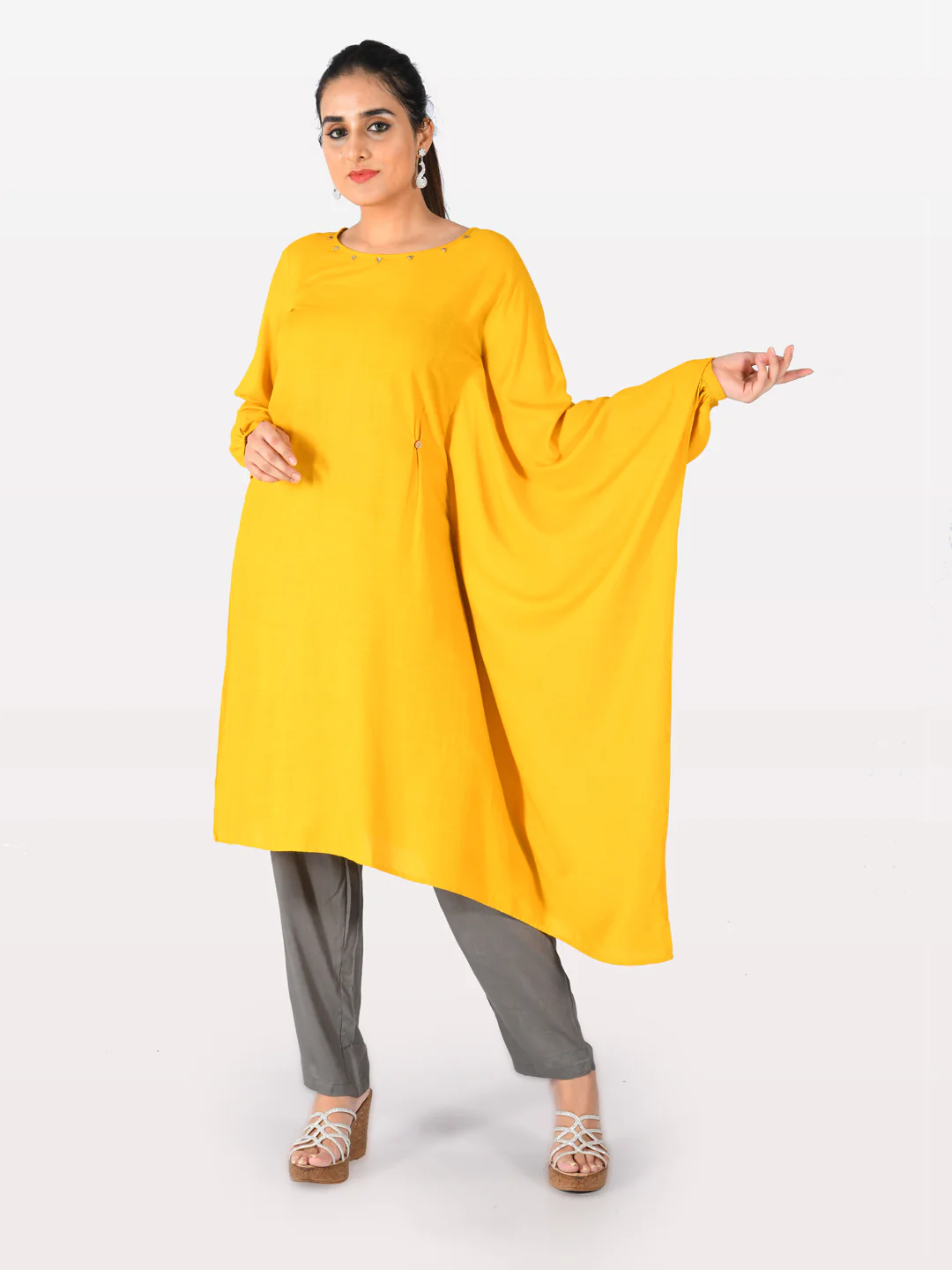 Neerus Yellow Straight Kurta - Image 4