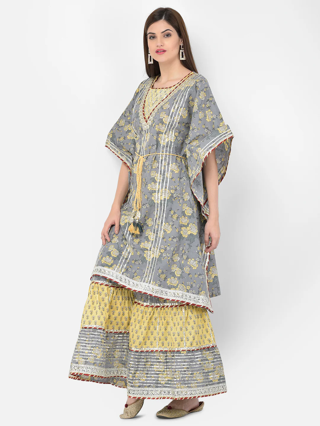 Neerus'S Grey Color Cotton Fabric Suit-Plazzo - Image 2