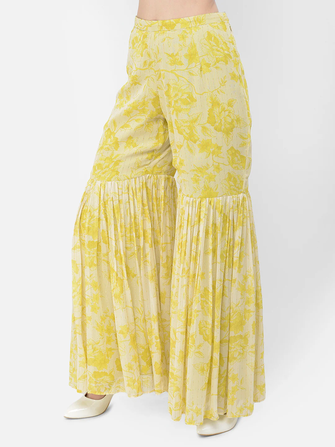 Neerus'S Lime Color Georgette Fabric Suit-Gharara - Image 9