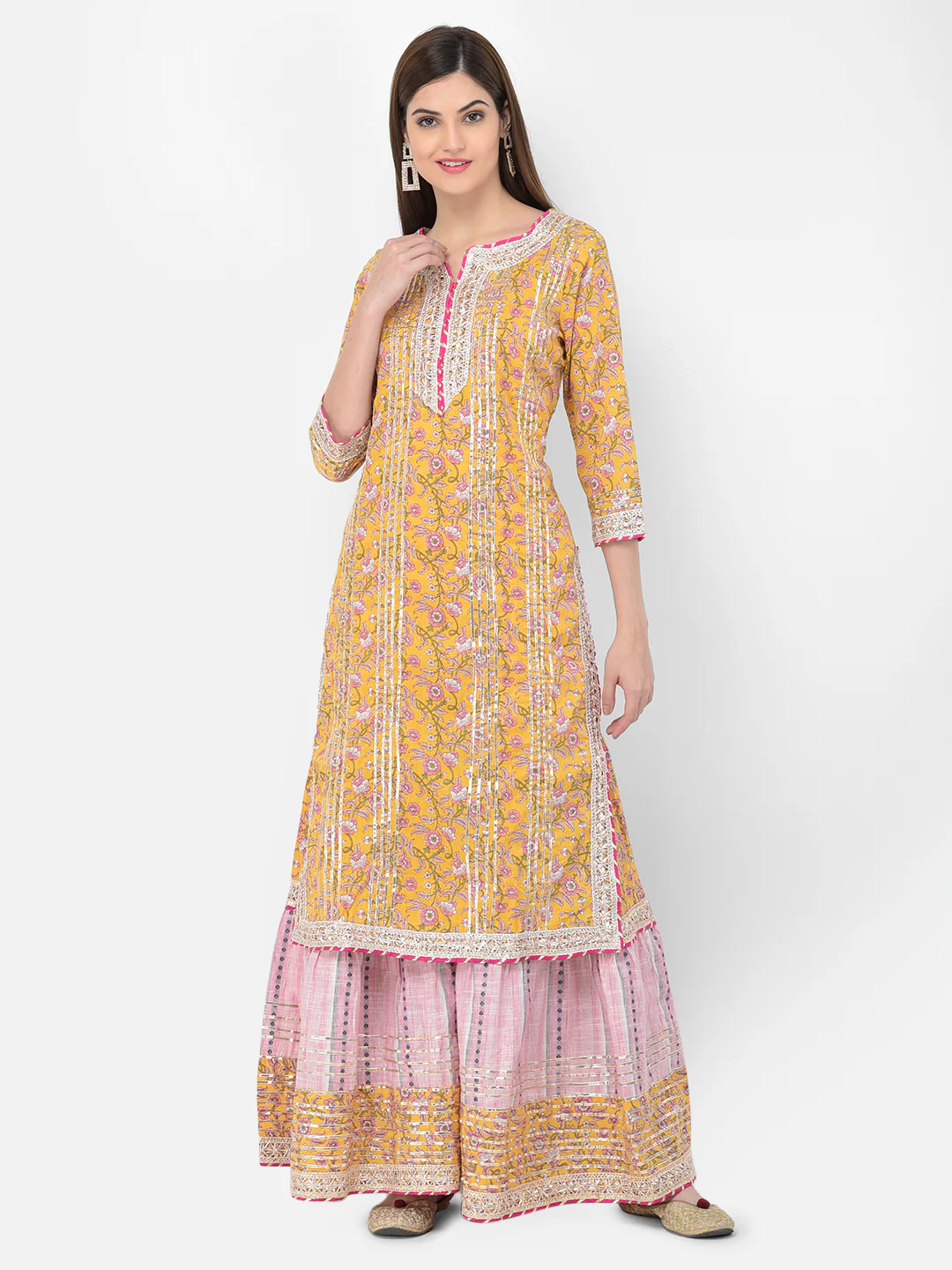 Neerus'S Mustard Color Cotton Fabric Suit - Image 10
