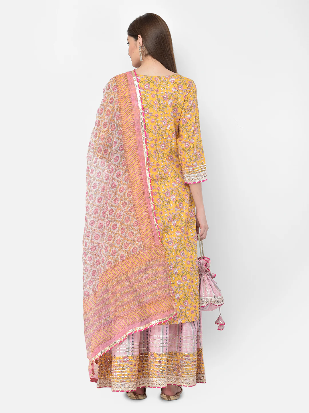 Neerus'S Mustard Color Cotton Fabric Suit - Image 5