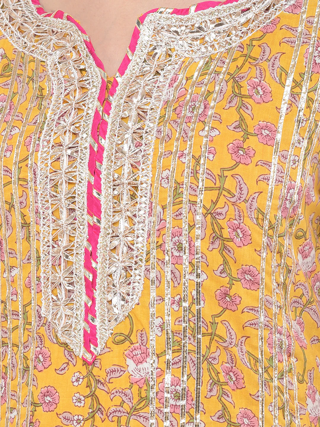 Neerus'S Mustard Color Cotton Fabric Suit - Image 6