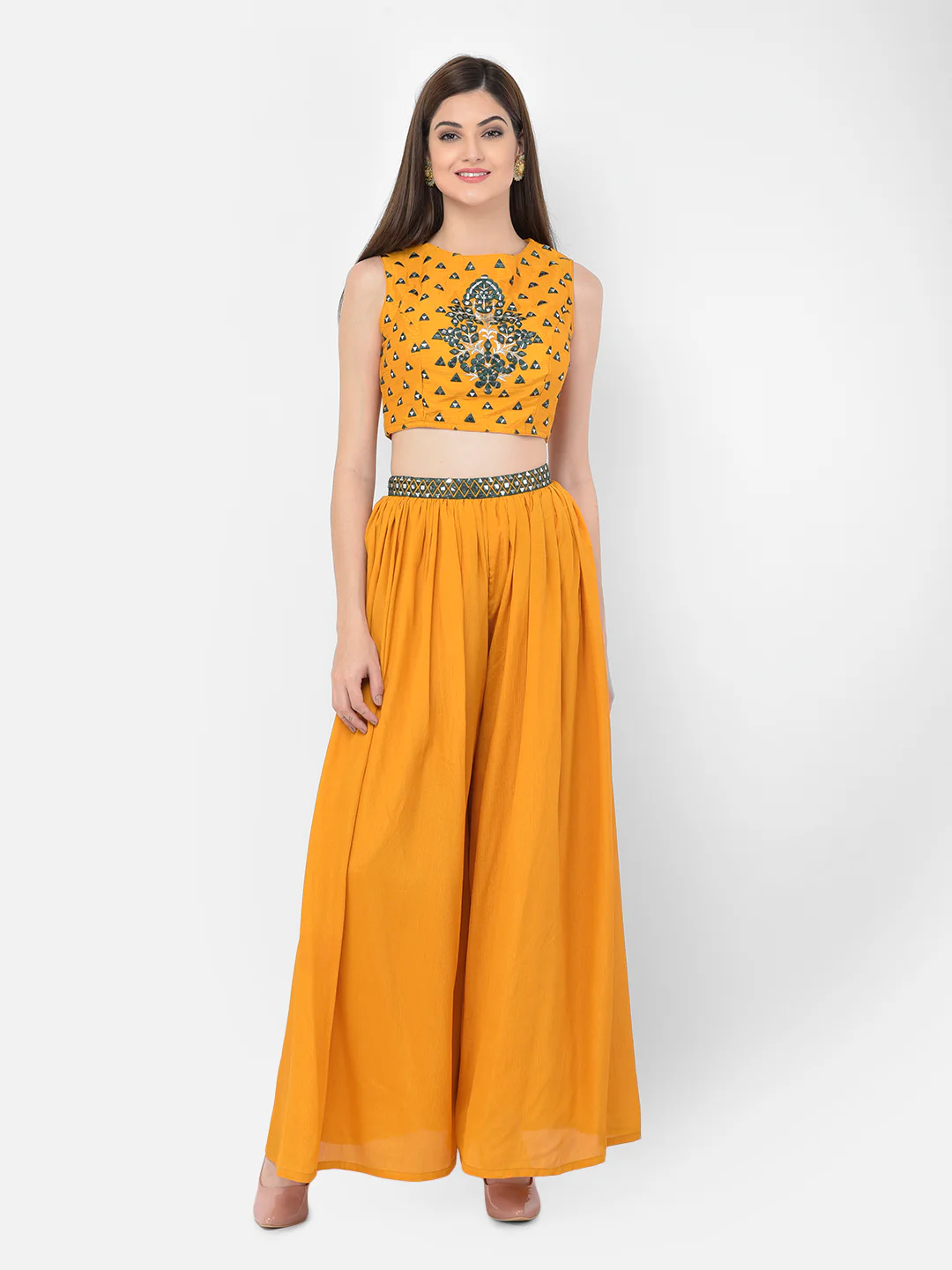 Neerus'S Mustard Color Crepe Fabric Ghagra Set - Image 10