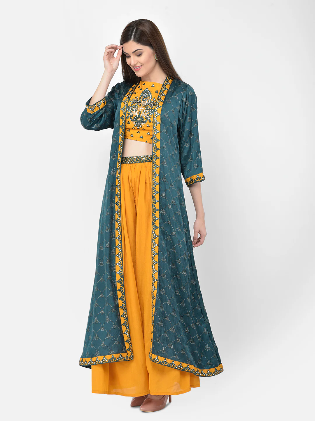Neerus'S Mustard Color Crepe Fabric Ghagra Set - Image 3