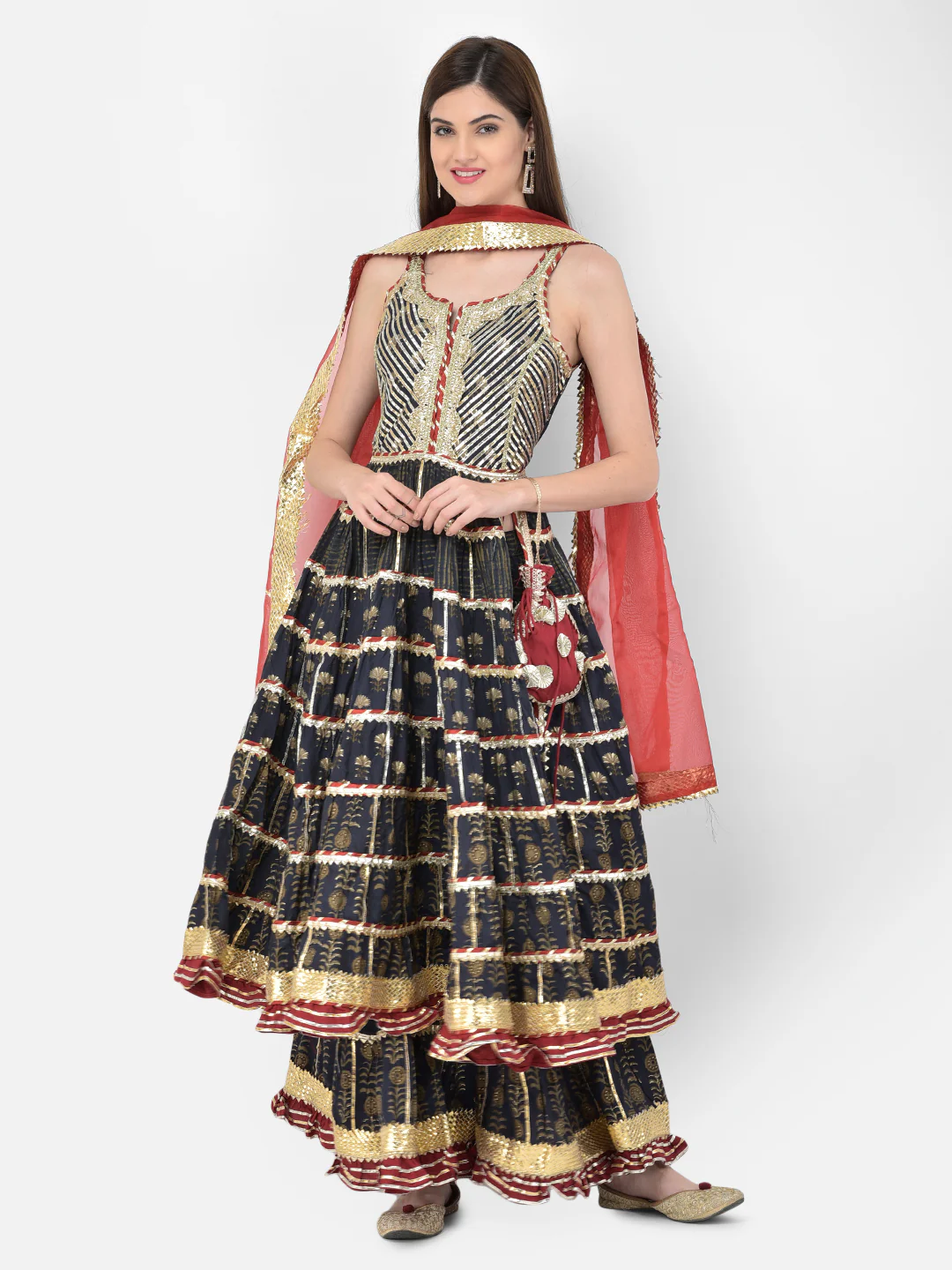 Neerus'S Navy Blue Color Rayon Fabric Suit - Image 2