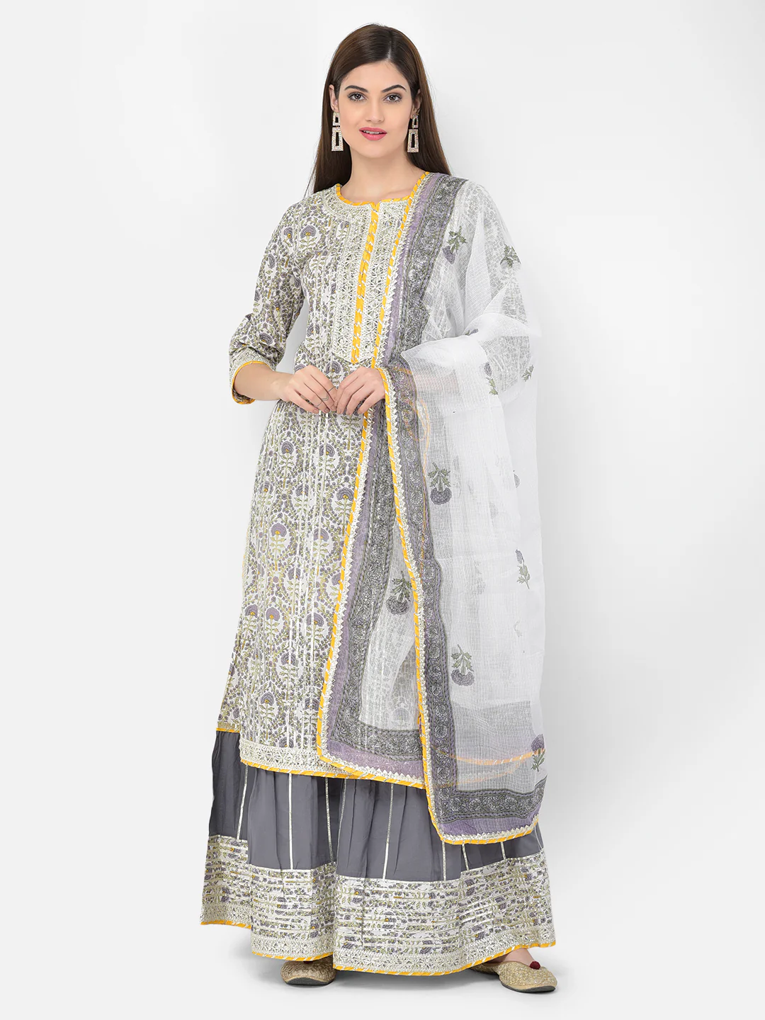 Neerus'S Off White Color Cotton Fabric Suit