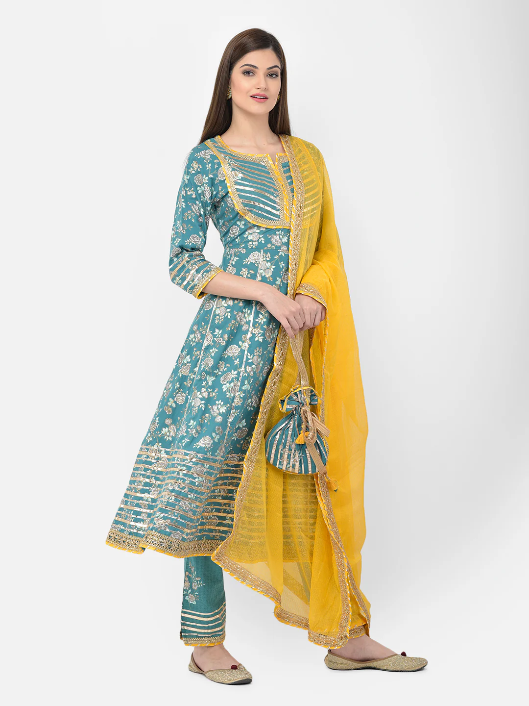 Neerus'S Rama Color Cotton Fabric Suit-Anarkali - Image 6