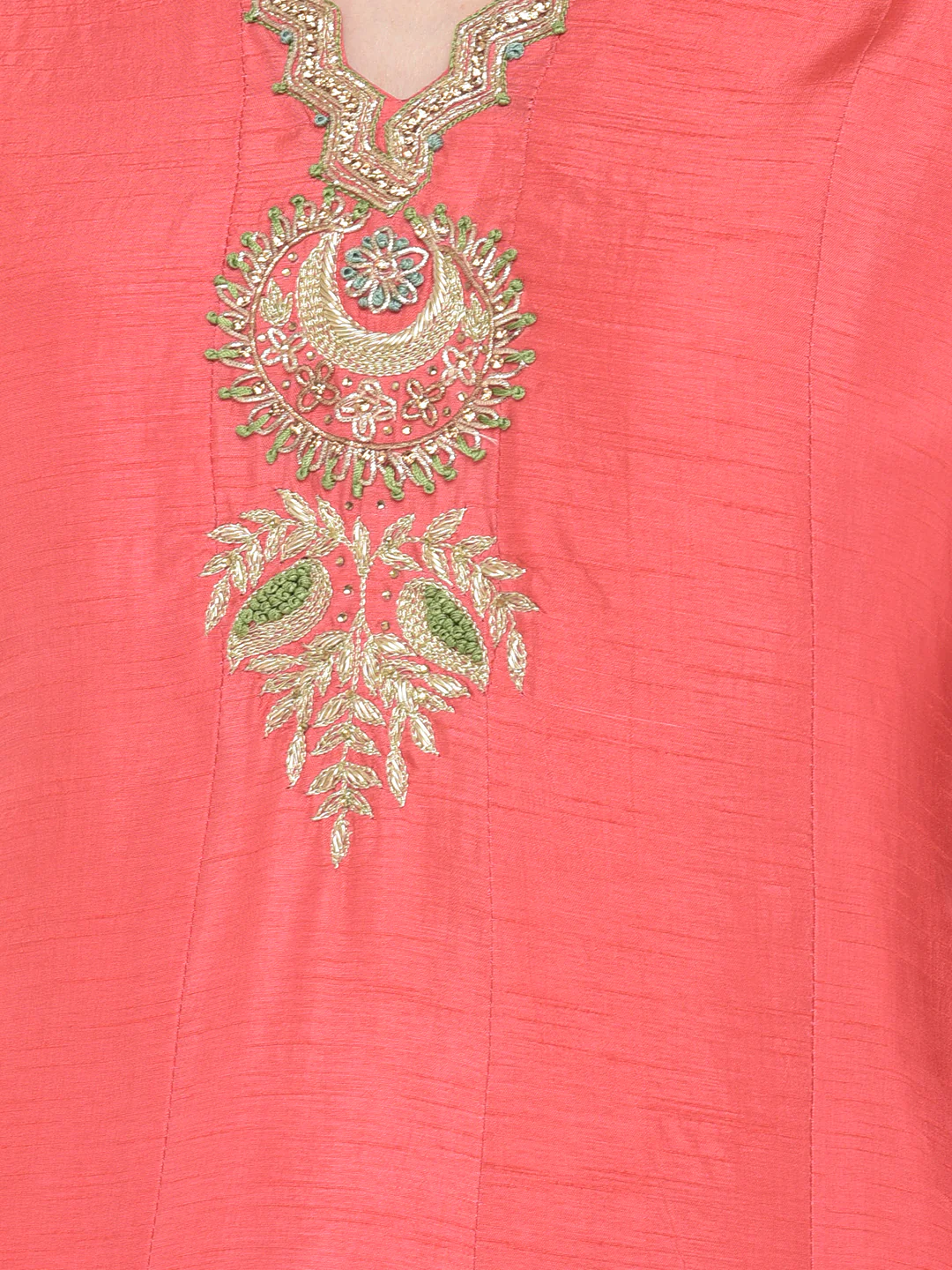 Neerus'S Tomato Color Silk Fabric Suit-Pant - Image 9