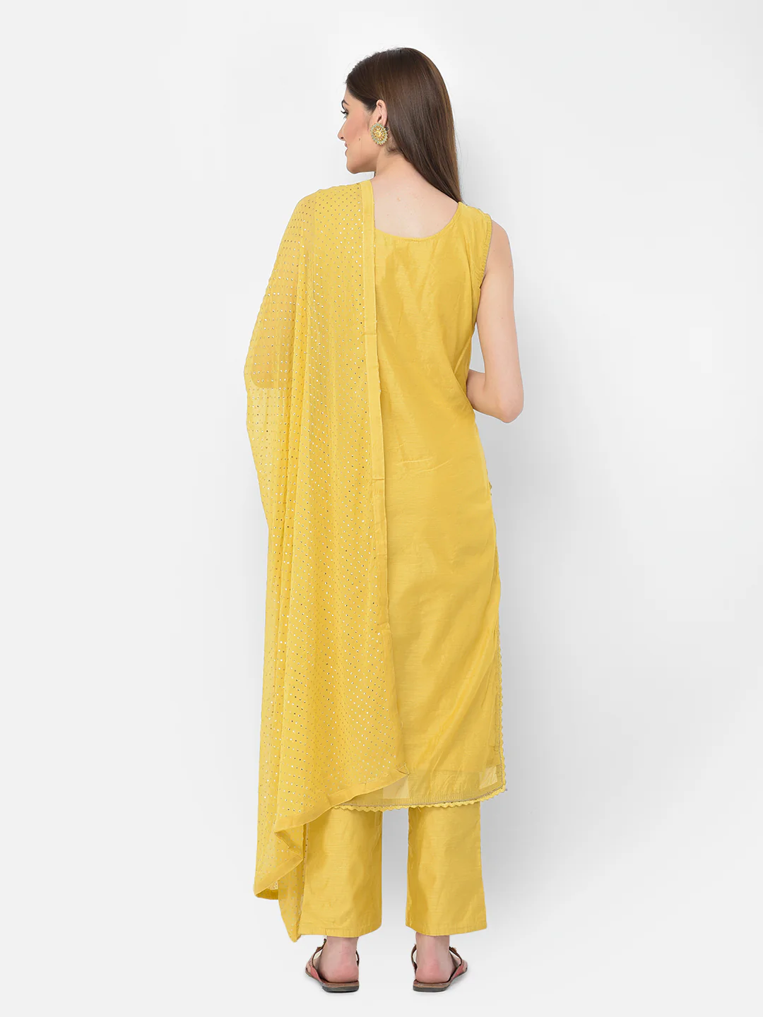 Neerus'S Yellow Color Chanderi Fabric Suit-Pant - Image 5