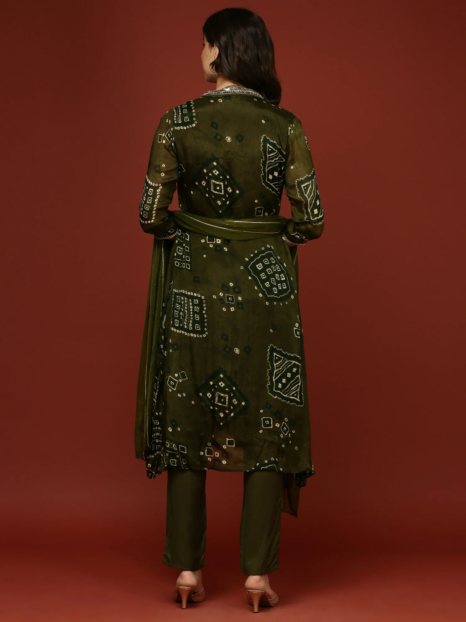 Olive Chinnon Printed Three Piece Set - Image 3